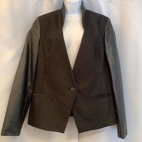 Attitude Jay Manuel Blazer Women’s Size 12 Vegan Leather Cotton Classic Black - Picture 3 of 13